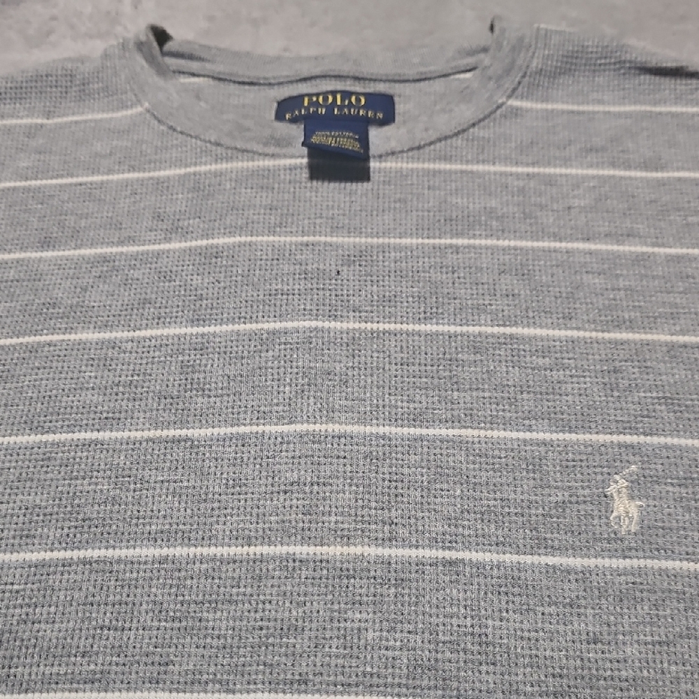 Polo by Ralph Lauren Gray and White Knit Top